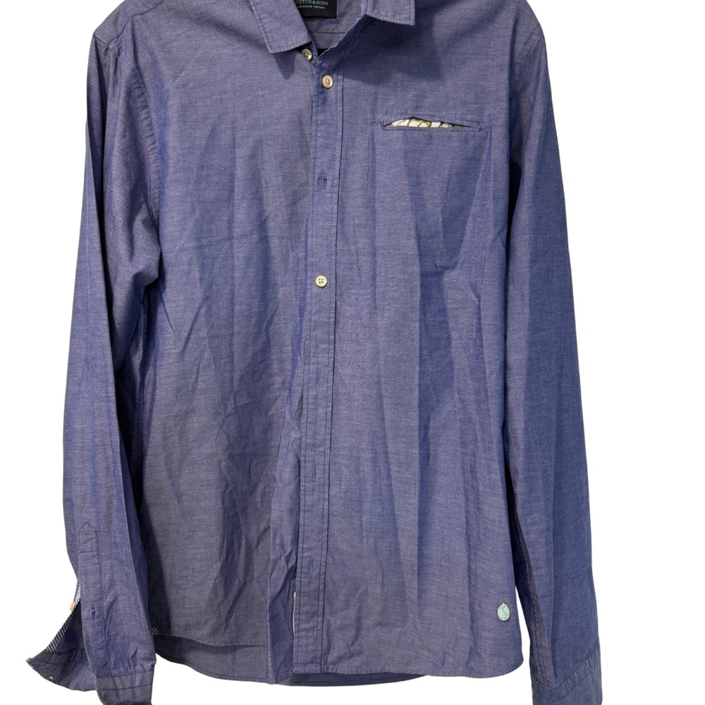 Scotch & Soda ‘Palms’ Oxford | Size L| Boldly Subtle Men's Blue Shirt